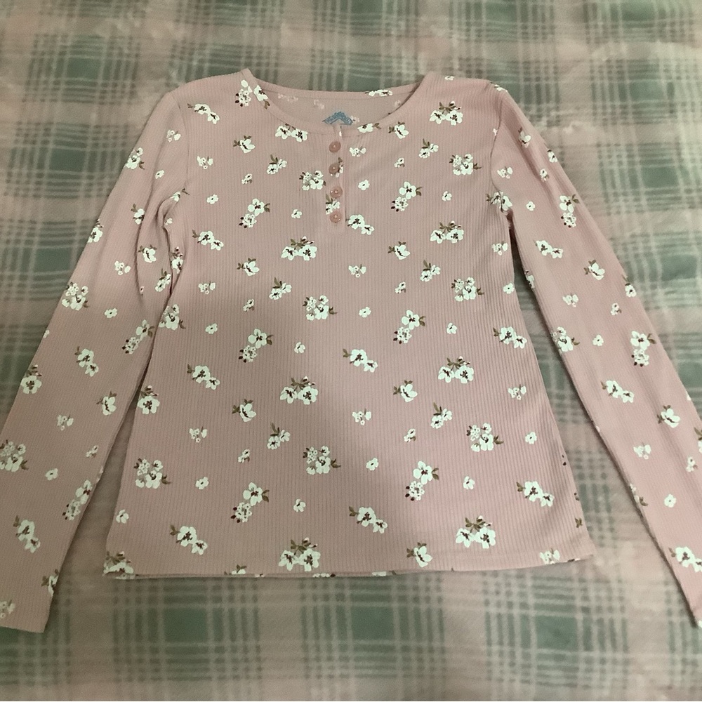 Pink Flowers Long Sleeve Girls